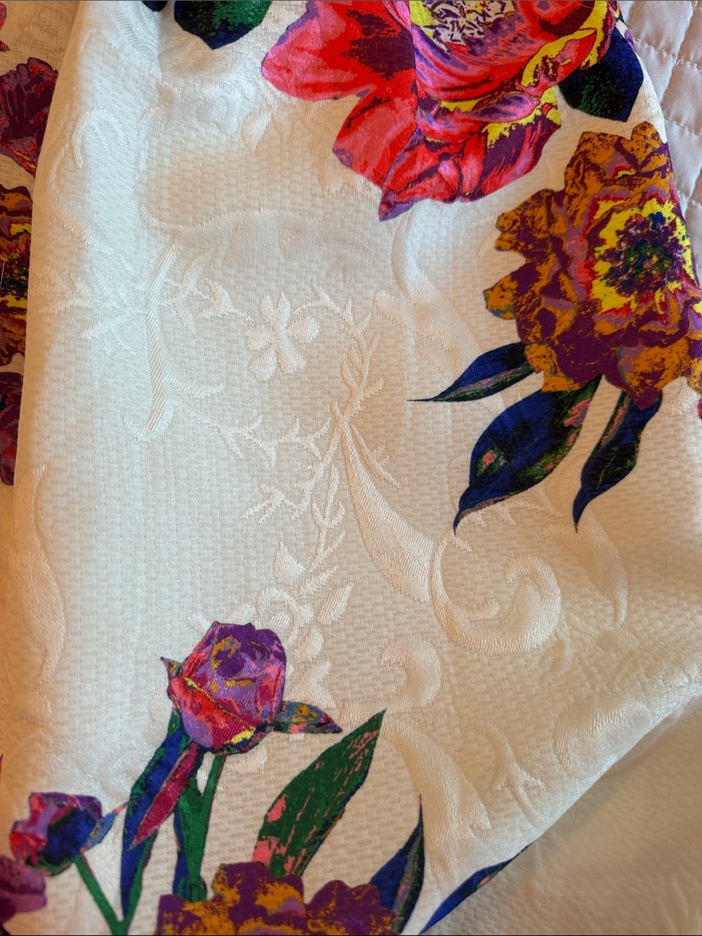 Ivory Floral Jacquard Fit & Flare Skirt – Bold Rose Print Size Small - Picture 12 of 12